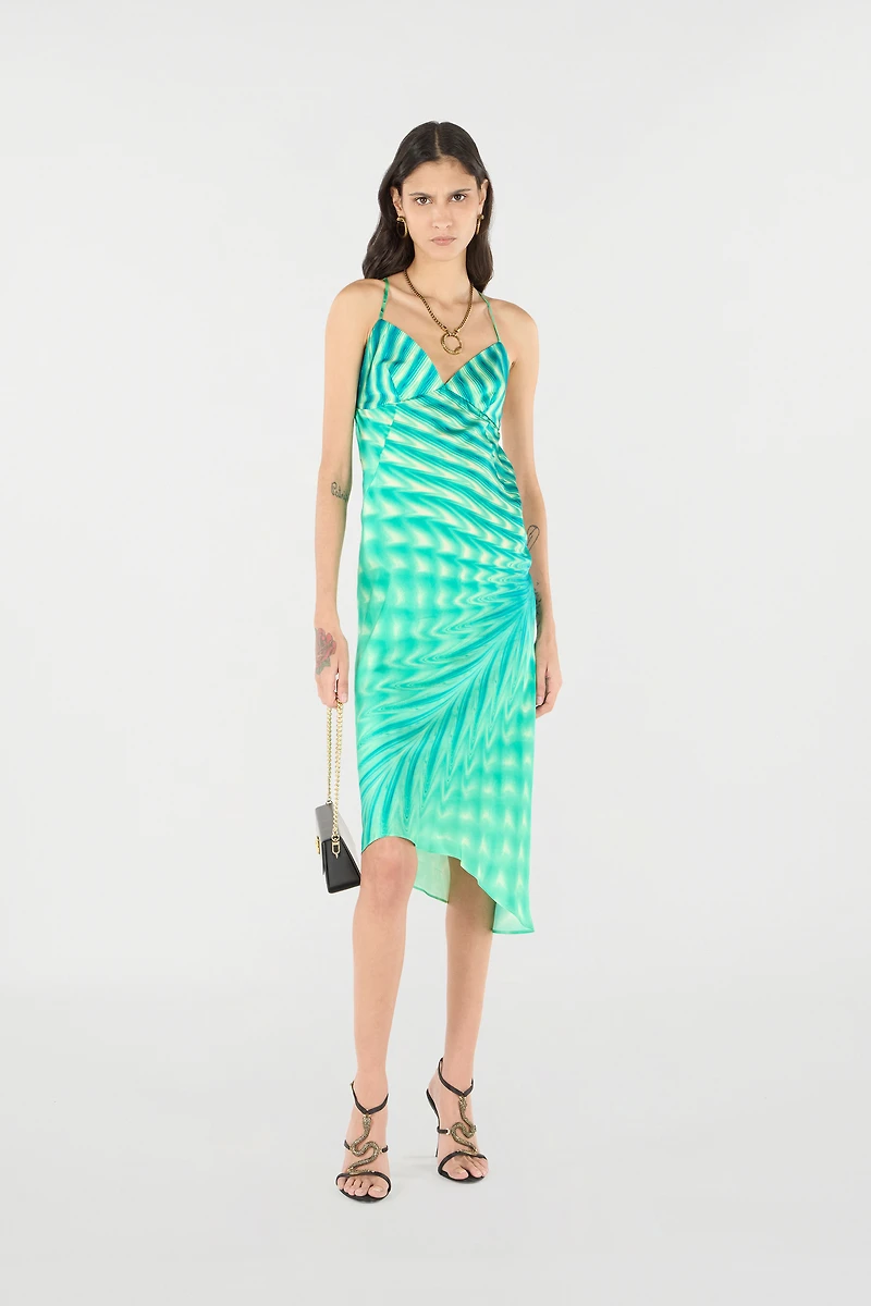 Asymmetric Dress With All-Over Print