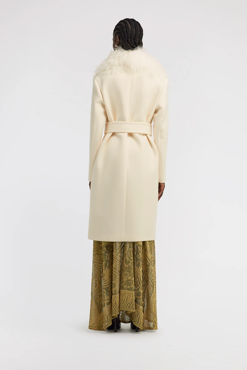 Cream Coat With Detachable Fur Collar