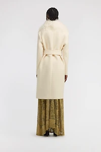 Cream Coat With Detachable Fur Collar