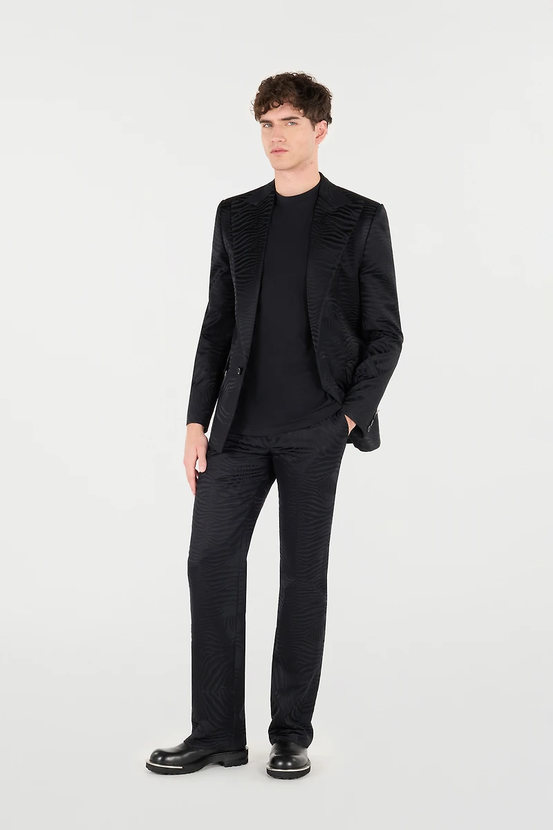 Blazer With Solid-Color Tiger Skin Design