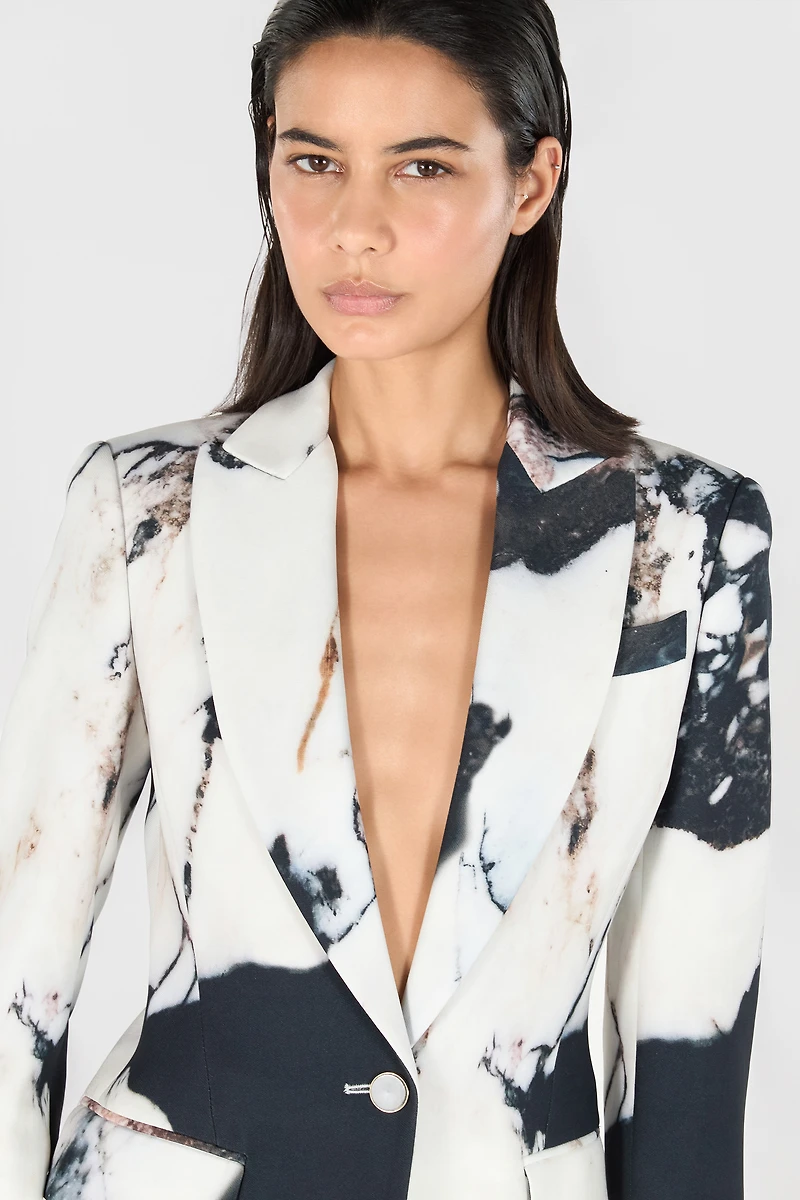Marble print blazer