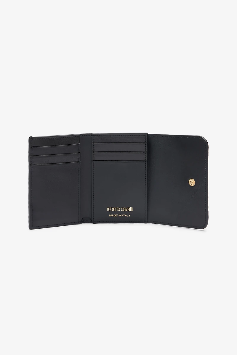 Small wallet in printed leather with logo