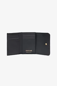 Small wallet in printed leather with logo