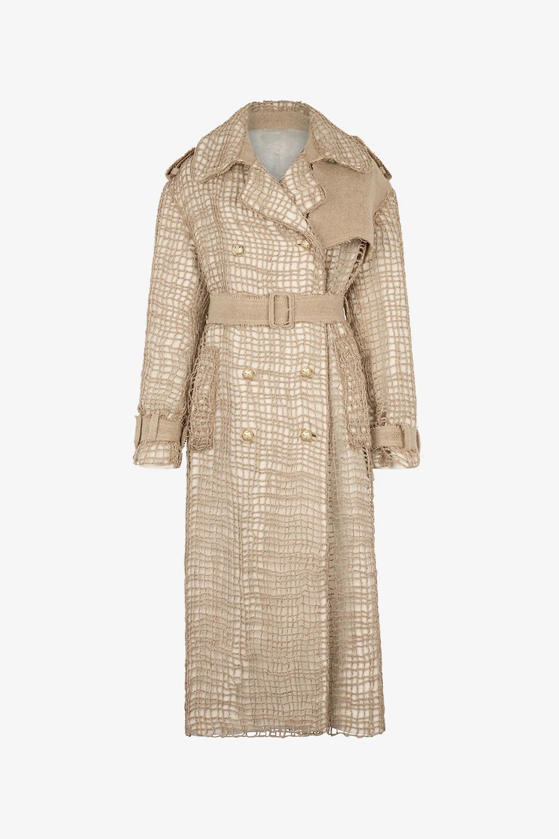Grid Trench Coat with belt