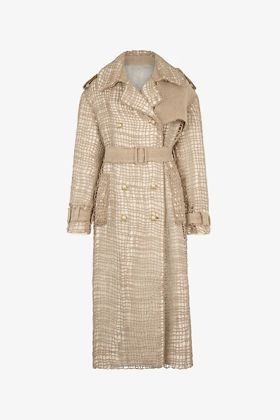 Grid Trench Coat with belt