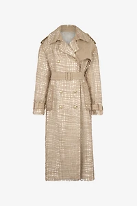 Grid Trench Coat with belt