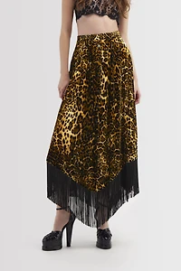 Long skirt with fringe