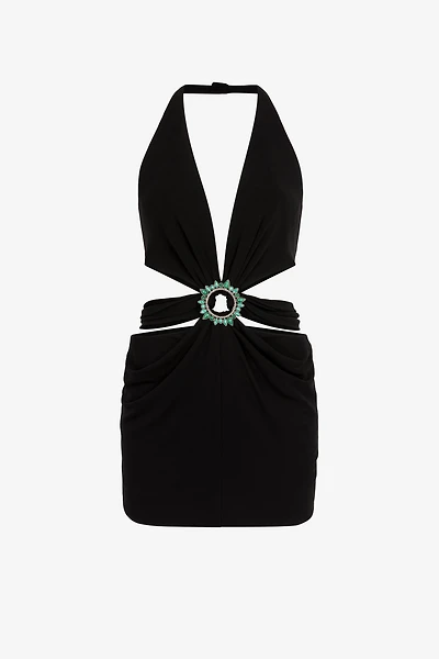 Embellished Cut-Out Mini Dress
