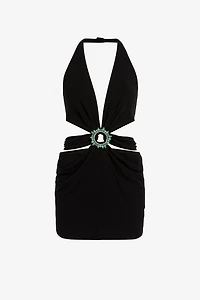 Embellished Cut-Out Mini Dress