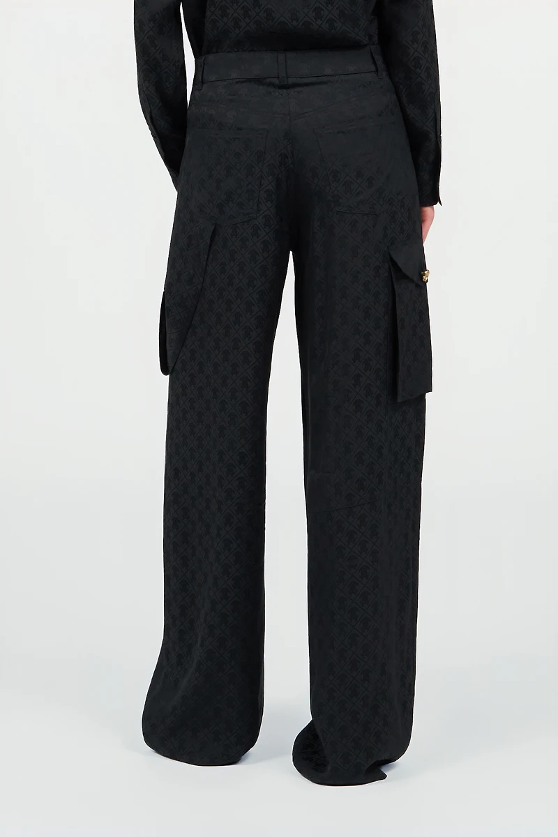 Silk Cargo Trousers with Monogram RC