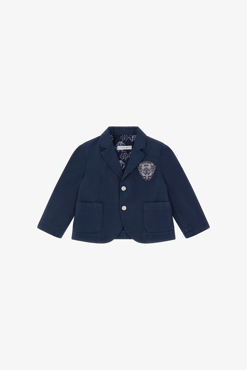 Navy Crest Embroidered Blazer