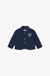 Navy Crest Embroidered Blazer