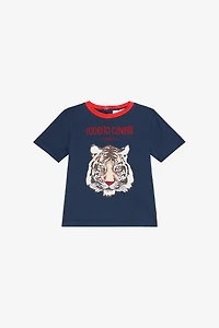 Blue T-Shirt with Tiger Print