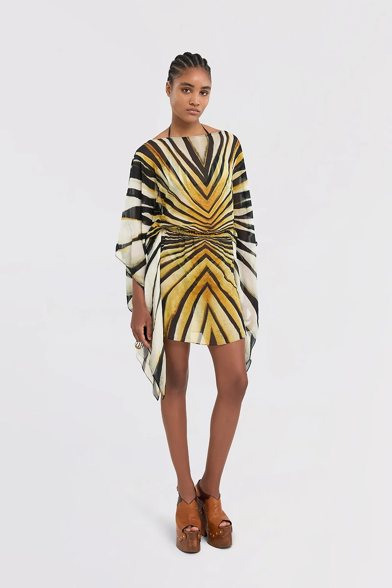 Ray Of Gold Print Kaftan Dress Silk