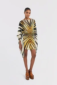 Ray Of Gold Print Kaftan Dress Silk