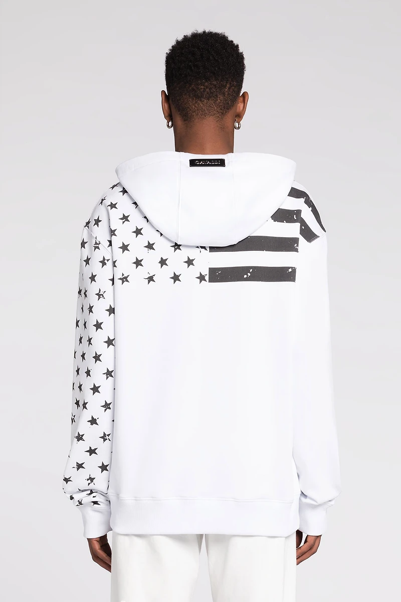 Graphic-print cotton hoodie