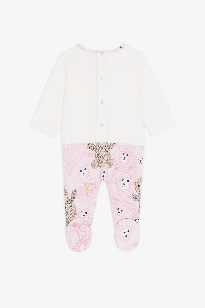 Teddy Bear-Print Cotton Babygrow Set