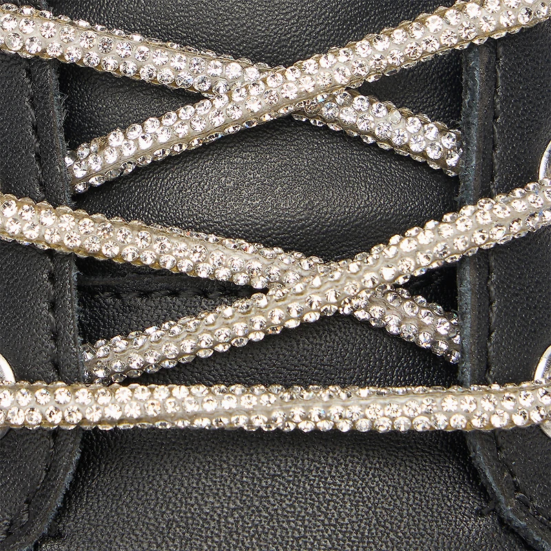 Lace-Up Sneakers With Rhinestones