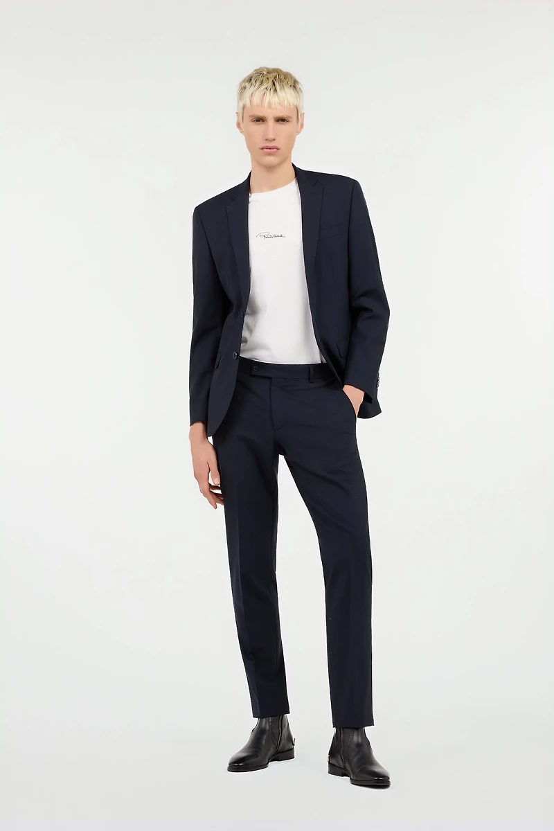 Dark Blue Tailored Wool Suit