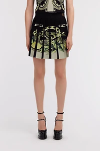 Lemon print knit skirt
