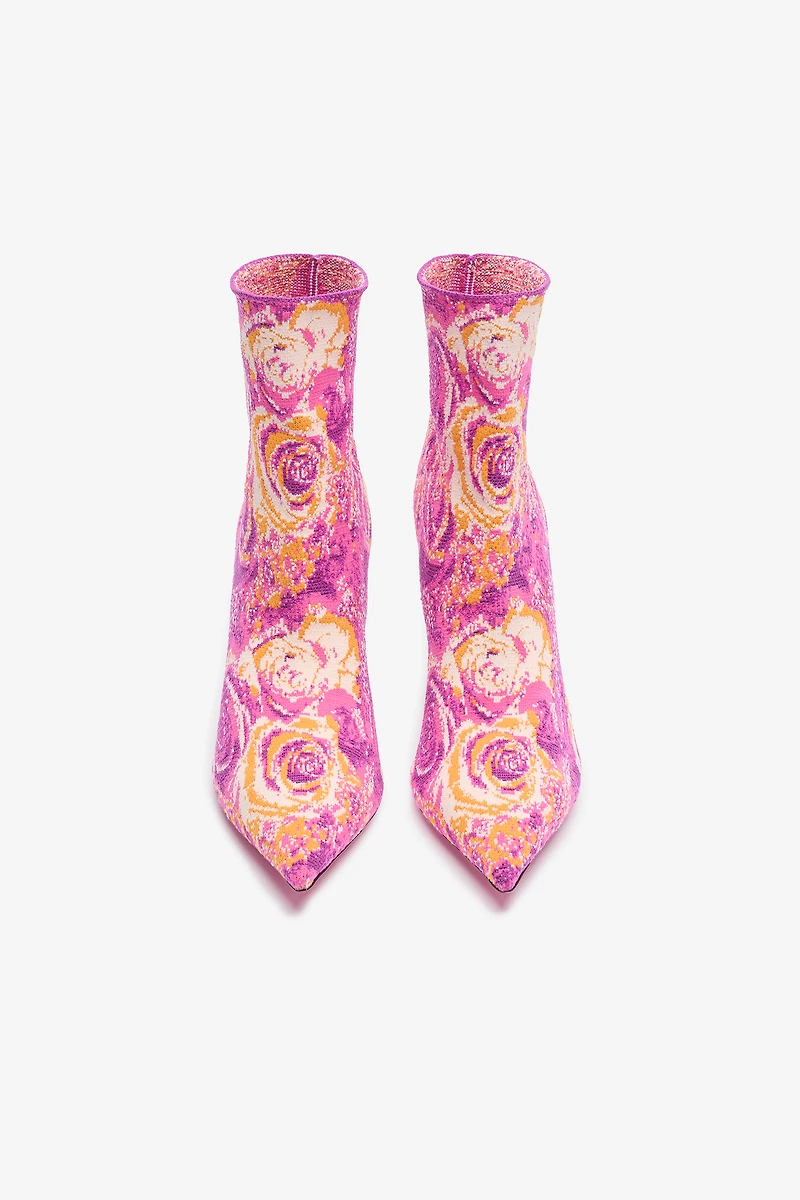 Ankle Boots With Rose Inlay