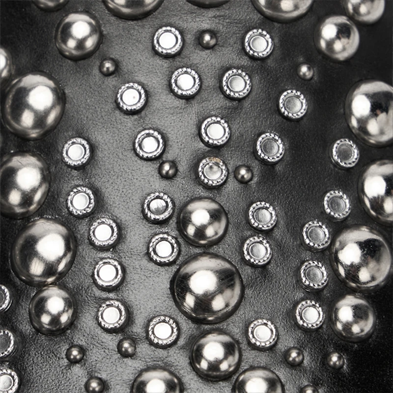 Leather Loafers With Studs And Rhinestones