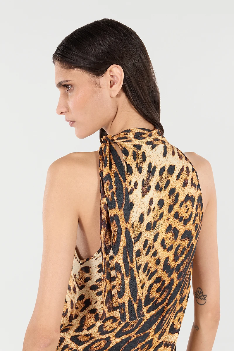 Halterneck Top With Jaguar Skin Print