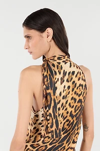 Halterneck Top With Jaguar Skin Print