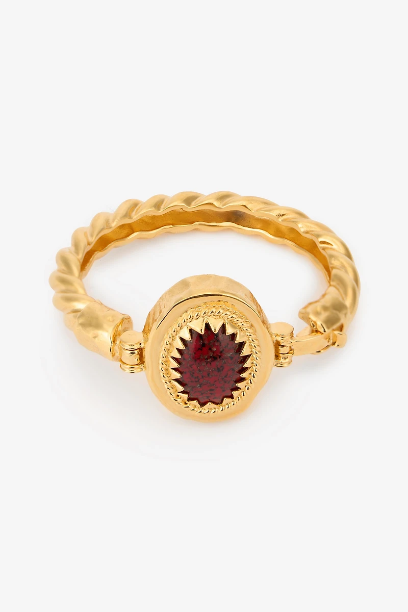Golden Bangle With Ruby Stone