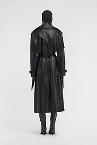 Fringed Leather Trench Coat