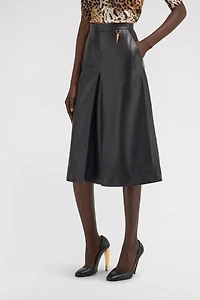 Leather midi skirt