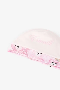 Teddy Bear-Print Cotton Babygrow Set