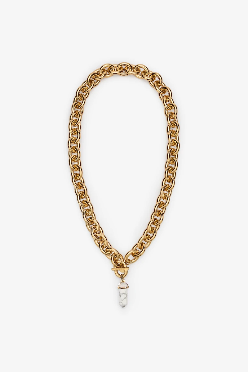 Chain necklace with stone pendant
