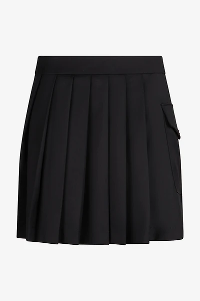 Black Pleated Mini Skirt with Pocket