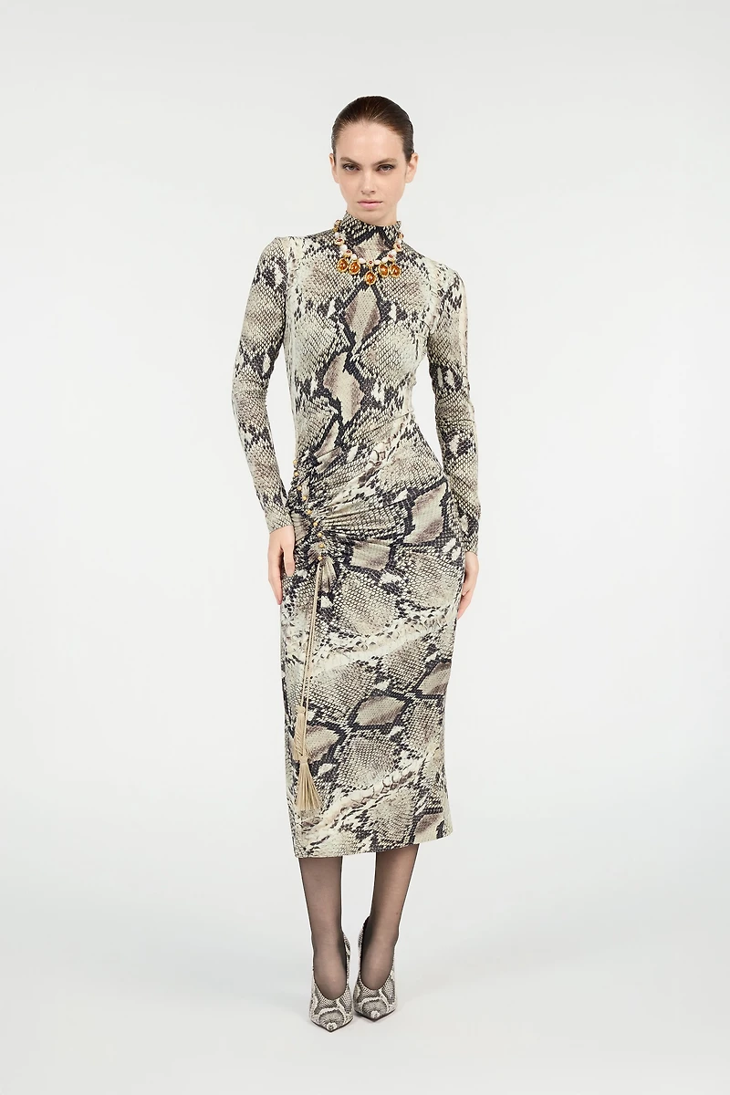 Midi Dress With Python Print