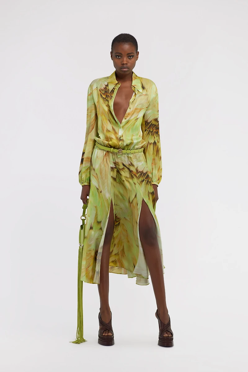 Long dress Plumage print