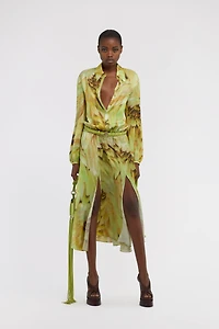 Long dress Plumage print