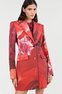 Long Blazer With Rose Print