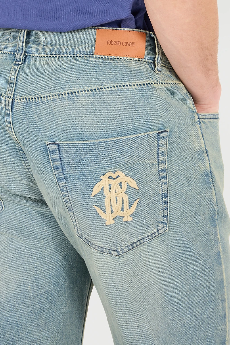 Sandblasted-Effect Jeans