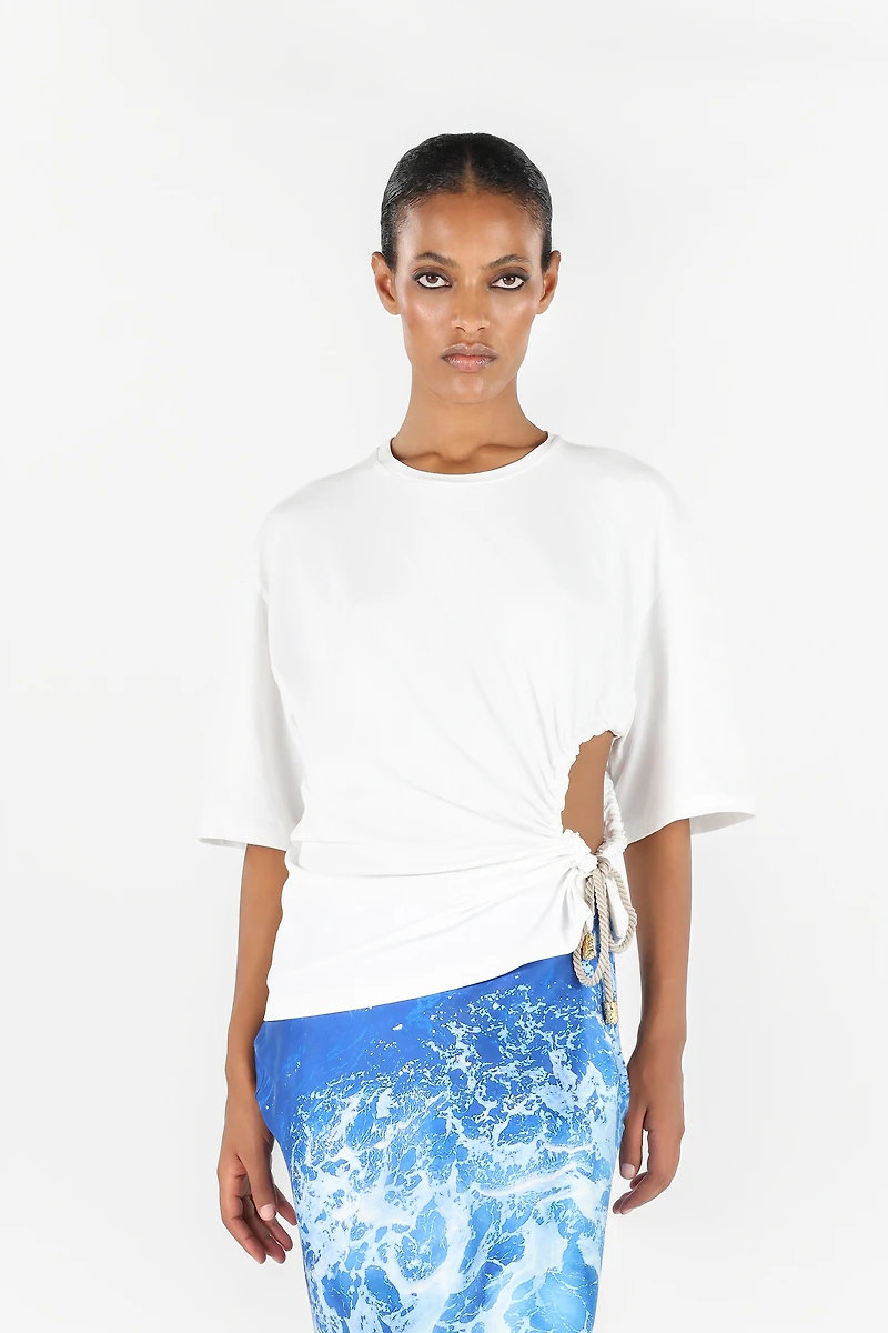 Wall Print T-shirt with Knot