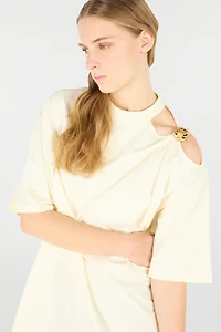 T-Shirt With Cut-Out And Tiger Head
