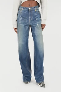 Jeans With Mirror Snake Monogram Charm