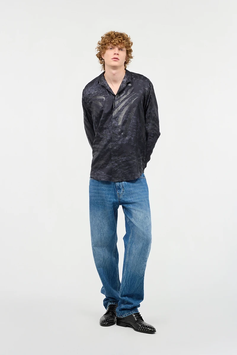 Animal-Print Silk Shirt