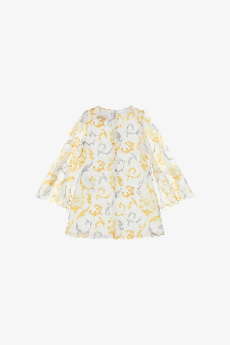 Golden Swirl Chiffon Dress