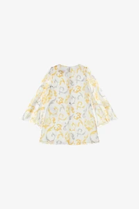 Golden Swirl Chiffon Dress