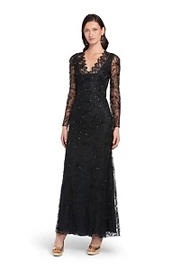 Black layered lace gown