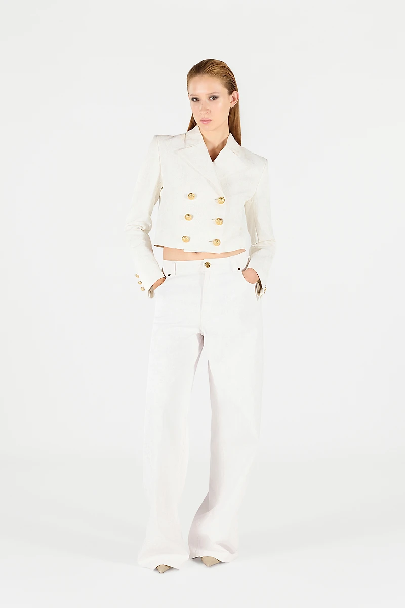 Wall Print Cropped Jacket