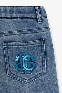 RC Monogram-Embroidered Denim Shorts