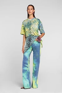 Rhinestone tie-dye print T-shirt