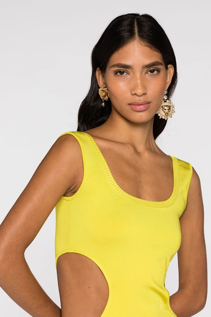 Cut-Out Knit Mini Dress